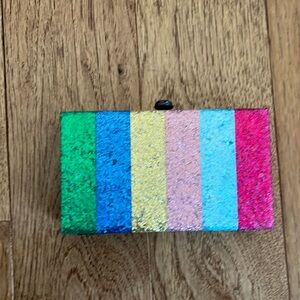 Aqua glitter evening bag clutch